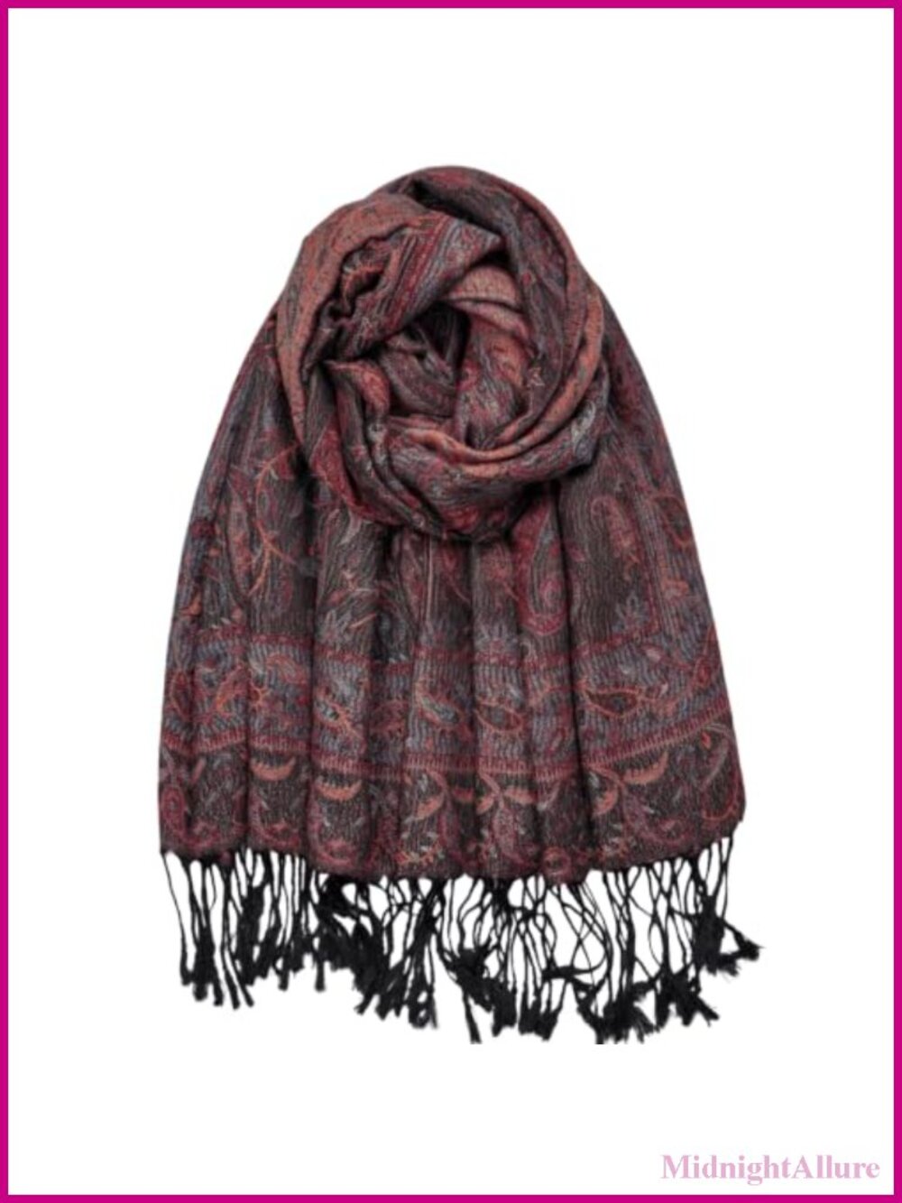 Paisley Fringed Pashmina Wrap Shawl Reversible Scarf One Size